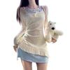 Pure Desire Sweet Spice Girl Fake Two-piece Dress Women's Spring New Hanging Neck Waist Thin Irregular Short Skirt