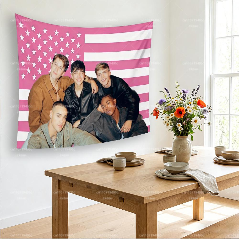 Santos Bravos Pink American Flag Tapestry, Boy Band Wall Hanging Decor For Bedroom Living Room Dorm, Perfect Gift For Fans