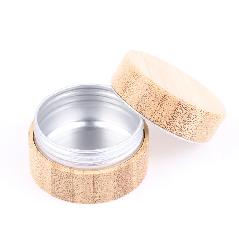 Reusable Sealing Cosmetic Container Portable Waterproof Cream Bottle Bamboo Aluminum Multifunction Empty Balm Box Women