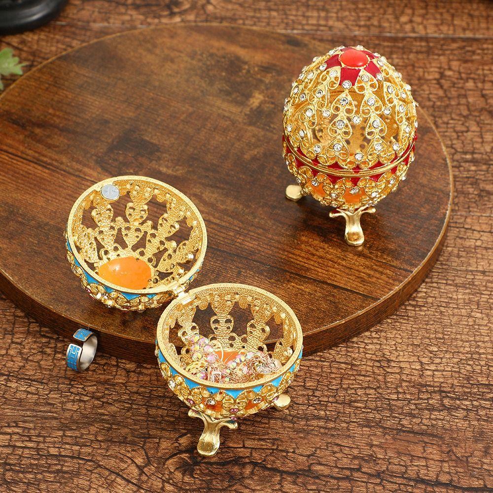 Zinc Zinc Alloy Material Egg-Shaped Box Enamel Color Jewelry Storage Box Jewelry Box Jewelry Organizer