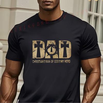 Dad Christian Man Of God My Hero Jesus Shirt Funny Present For Mens Short Sleeve TShirts Oneck Top Tees
