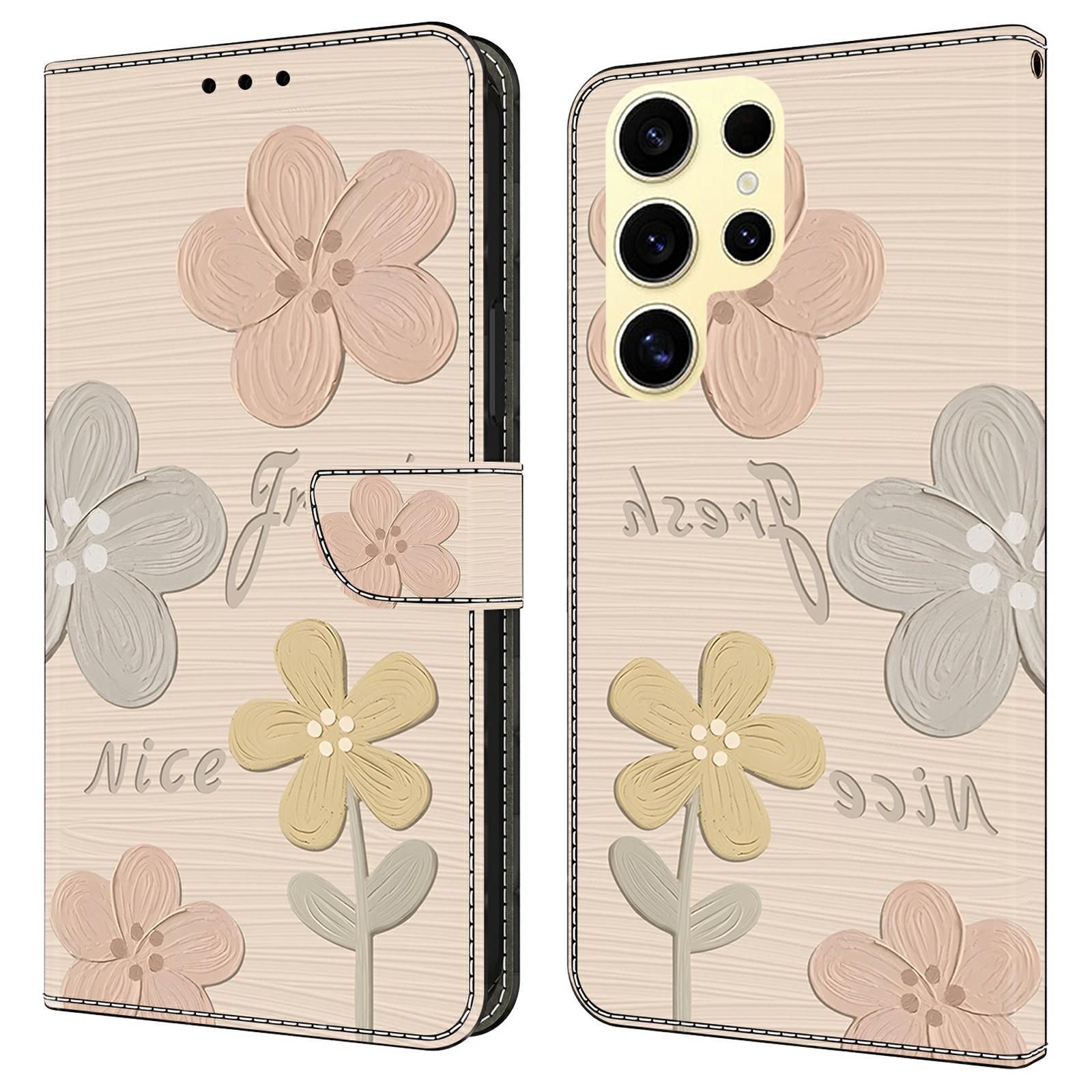 

For Samsung Galaxy S25 Ultra Case Pattern Printing Anti-Drop Leather Flip Wallet Phone Cover B