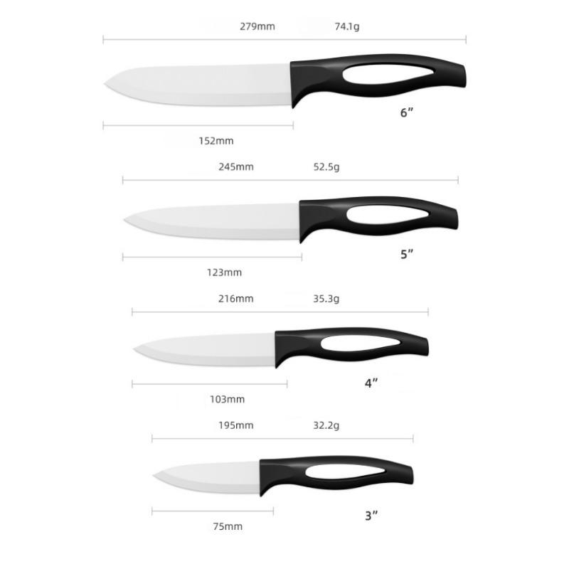 Ceramic Fruit Knife for Kitchen 3 4 5 6 Inch Chef Knife with Sheath Utility Slicing Cooking Tool for Vegetable Rustproof Zirconig