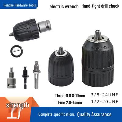 Set Mandrino Autoserrante per Trapano da 10mm con Mandrino a Tre Ganasce Serrabile a Mano e da 13mm Compatibile con Avvitatore Elettrico, Martello e Trapano a Percussione.