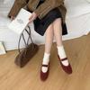 Retro flat-bottomed suede Mary Jane single shoes fairy shoes 2025 new spring, autumn and winter red gentle evening shoes