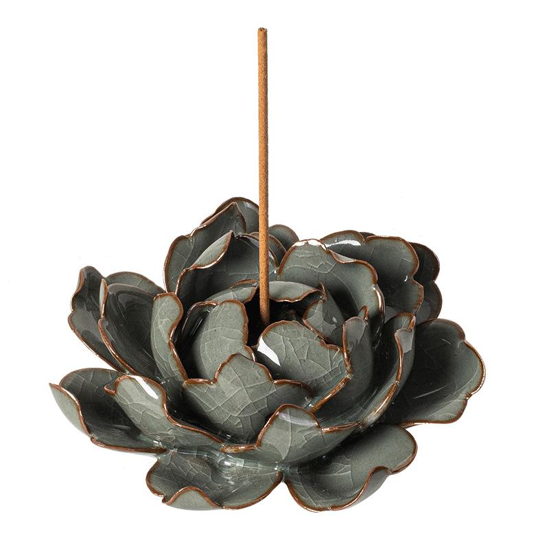 Handcraft Ceramic Incense holder Floral Caly incense burner Neutral Home Decor Flower Incense Holder