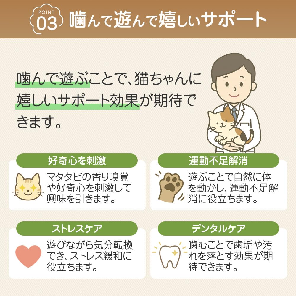 Veterinarian with Food Sanitation Law Peach Paw Cat Chew Teeth Dental Solo Natural Wooden Stress Exercise Japanese Camu Camu Catnip [Includes