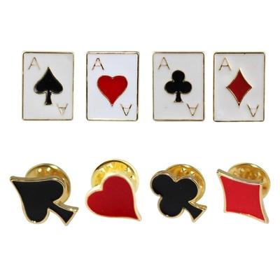 8 Pezzi Lega Smalto Goccia Olio Carte da Poker Spille Metallo Cartone Animato Spilla Zaino Colletto Risvolto Distintivo Gioielli Moda Regalo