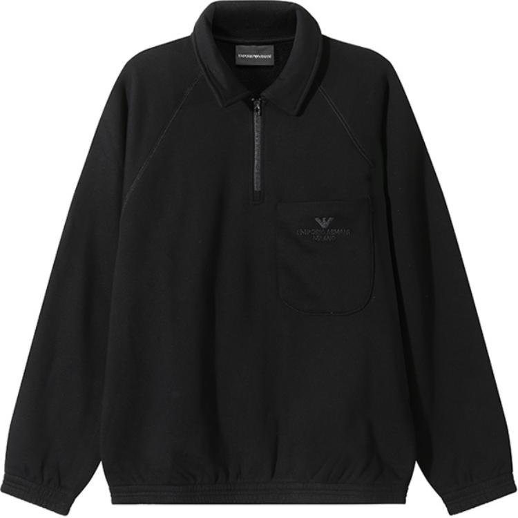 

Emporio Armani Ss24 Logo Embroidered Polo Neck Pullover Long Sleeve Sweatshirt Men sweatshirt Black 3D1MDT-1JWPZ-0999 M