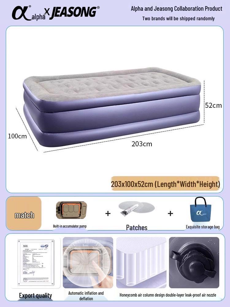 Outdoor Raised Double Air Mattress - Thickened Inflatable Bed, Foldable and Simple Design