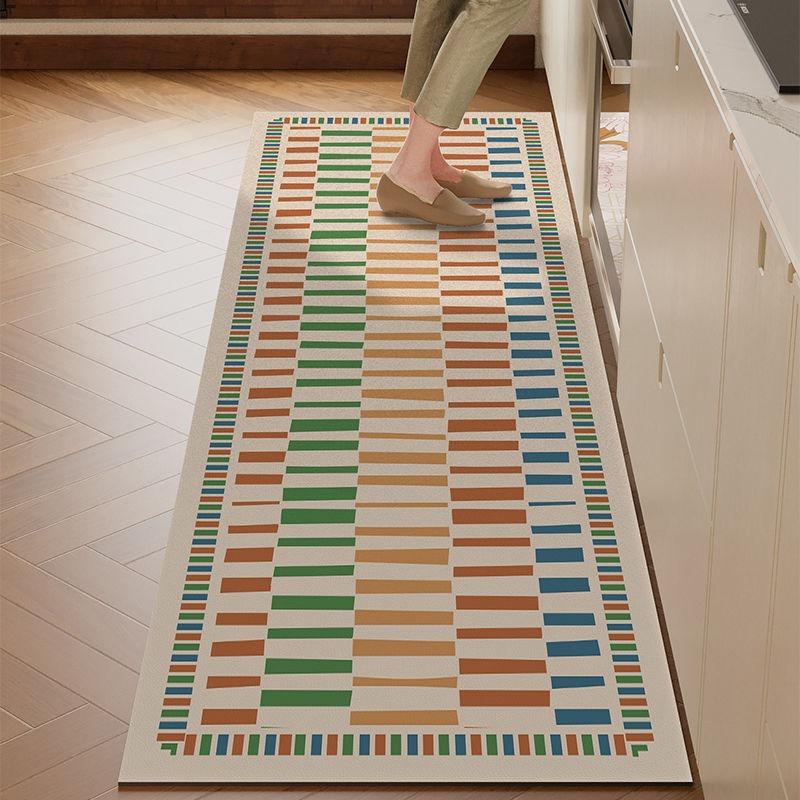 Kitchen Floor Mat Dopamine Color Style Carpet Water-absorbing Quick-drying Oil-absorbing Rug Diatom Mud Non-slip Long Strip Mats