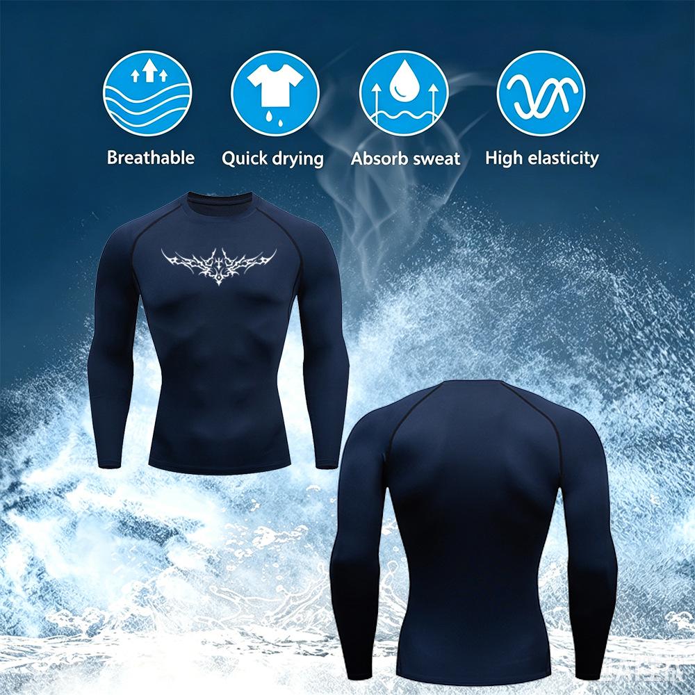 Y2K Men's Quick-Dry Compression Sports T-Shirt - Short & Long Sleeve, Breathable, High Elasticity