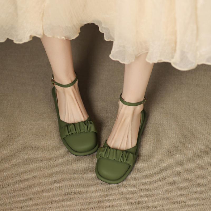 

New rubber soft-soled flat-soled sandals women s summer women s bag head sandals Korean version large-size shoes round head rear empty sandals 39 зелёный