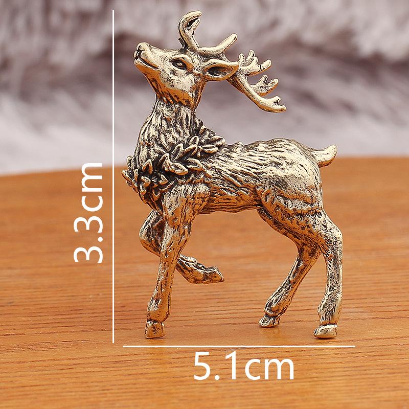 Brass Pair of Sika Deer Ornaments Home Office Decorations Christmas A Deer Forward Small Gift Crafts