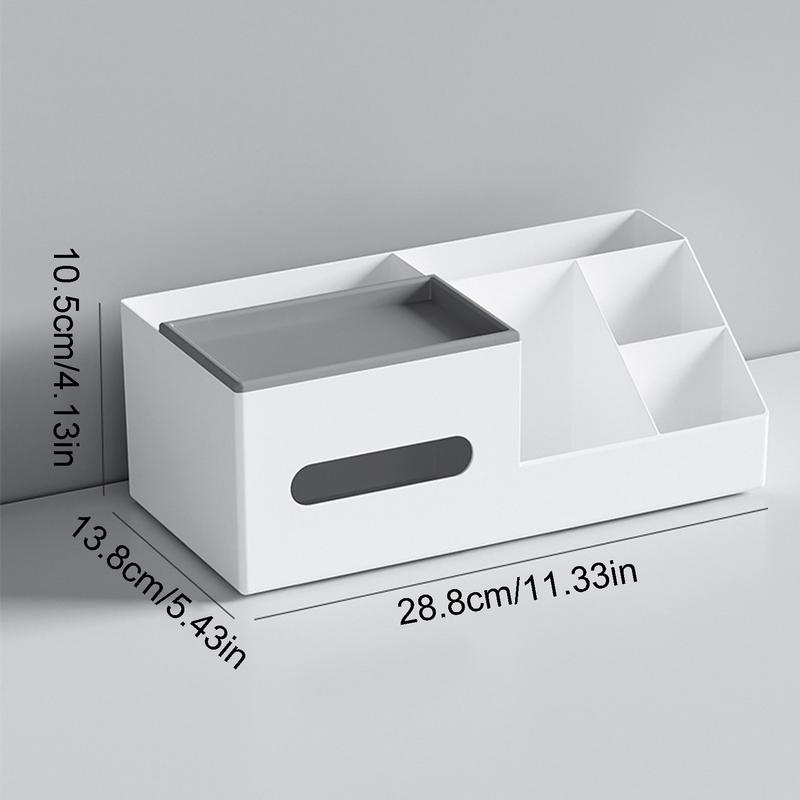 Desktop Tissue Holder Storage Box Multi-Functional Cosmetic Storage Organizer Tissue Dispenser for Living Room Bedroom Office