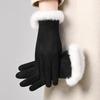 Women's Suede Velvet Bowknot Touchscreen Gloves - Warm & Cozy for Autumn/Winter