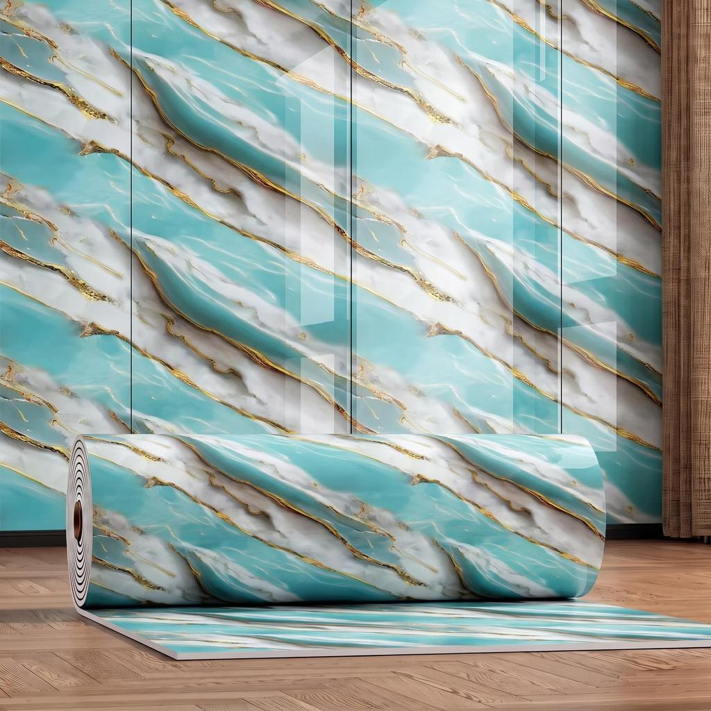 Gold-Plated Marble-Style Waterproof Wall Stickers for TV Backgrounds