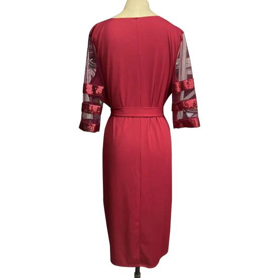 Great Solid Color All Match Mesh Patchwork Sheath Dress Lady