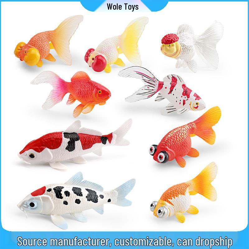 Ornamental Fish Model: Red-crowned Crane & Skygazer Dragon with Water-bubble Eye Shubunkin Goldfish Koi