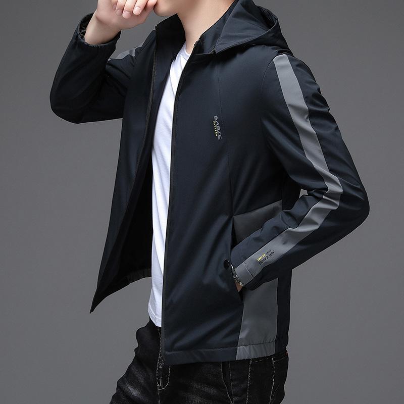 Spring and Autumn New Men's Casual Windbreaker Jacket, Young and Middle-aged Trendy Fashion Hooded Short Windbreaker Men's Tops