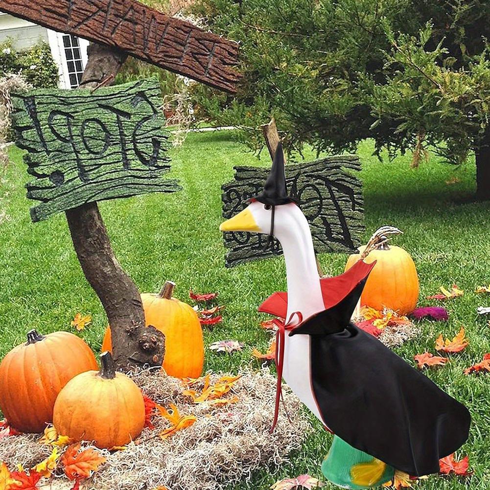 Halloween Witch Costume Set For Lawn Geese Halloween Vampire Lawn Goose Costume Halloween Party Ornaments Garden Decor