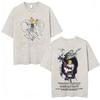 Anime Death Note Ryuk Yagami Light Vintage gewaschenes T-Shirt Herrenbekleidung Baumwoll-T-Shirt Mode Kurzarm-T-Shirts Streetwear