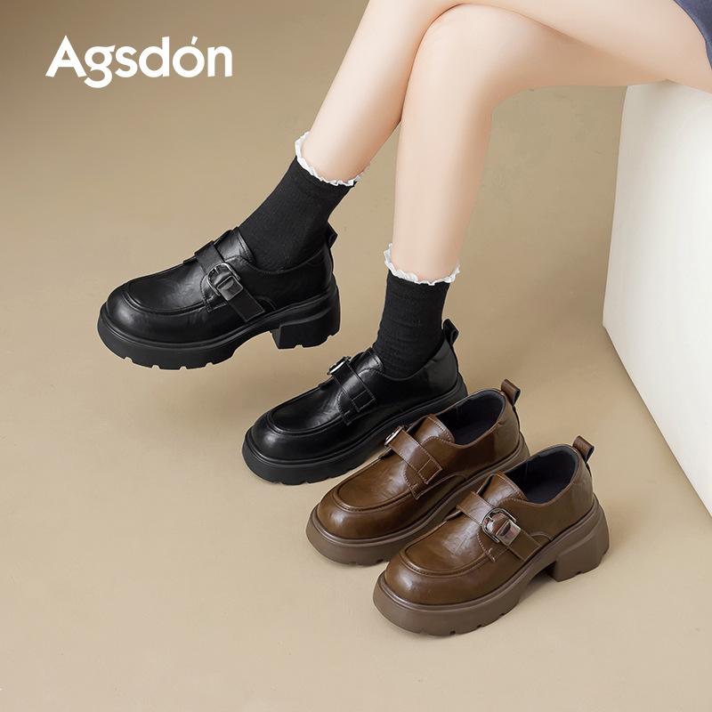 Black platform new autumn and winter small leather shoes with skirt single shoes