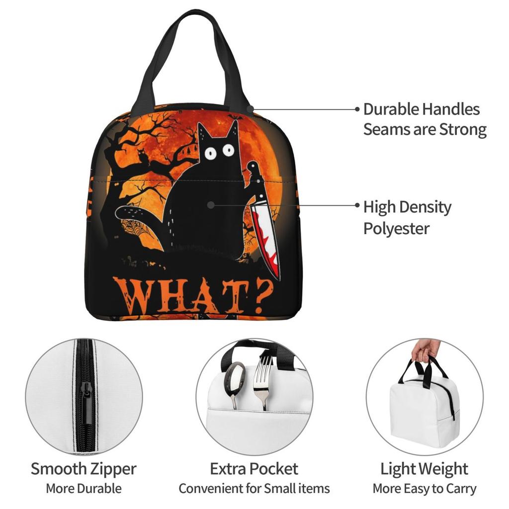 Borsa Pranzo Termica Nera Assassina con Coltello per Halloween per Donne Bambini Scatole per Cibo a Prova di Perdite Borsa Termica per Pranzo