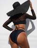Women's Swimsuit Black One Piece Bikini Back Tie Cutout Sexy Brazilian Beachwear Bathing Suits