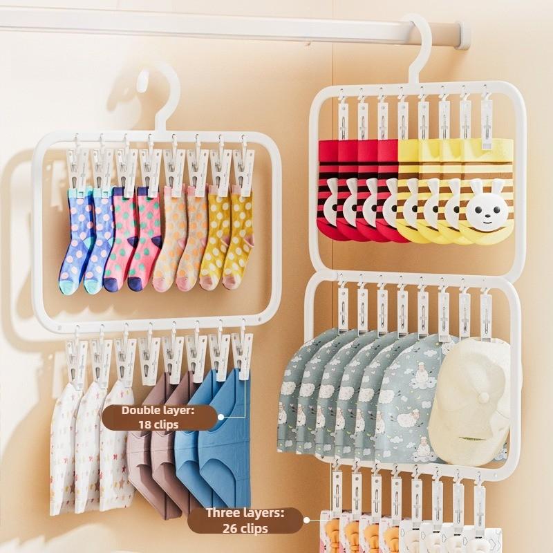 Baby Hangers Plastic No Trace Storage Sock Clips Windproof Drying Clothes Hanger for Infant Wardrobe