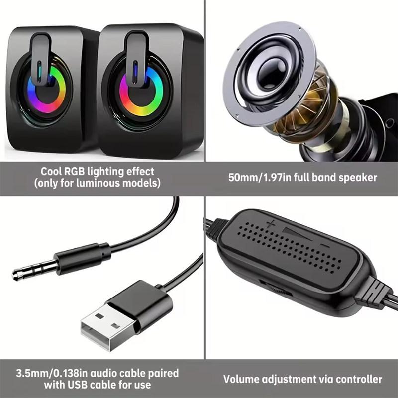 Computer Speakers PC Sound Box HIFI Stereo Microphone USB Wired Caixa De Som with LED Light For Desktop Computer
