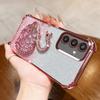 KEYSION Shockproof Plating TPU Phone Case for Samsung S24 S25 Ultra S25+ Glitter Jewelled Swan kickstand Cover for Galaxy S24 S25 FE 5G