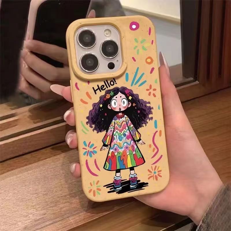 Curly hair girl applies to iphone17promax mobile phone case cute apple 15 anti-drop 14 pro girl 13/16
