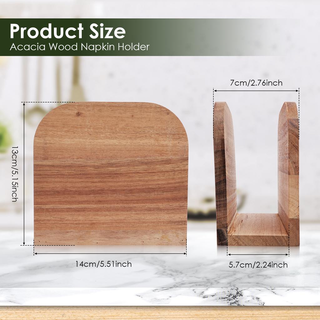 Wooden Upright Napkin Holder Decorative Vertical Paper Napkin Dispenser Ergonomic Standing Tissue Storage Dispenser for Dining