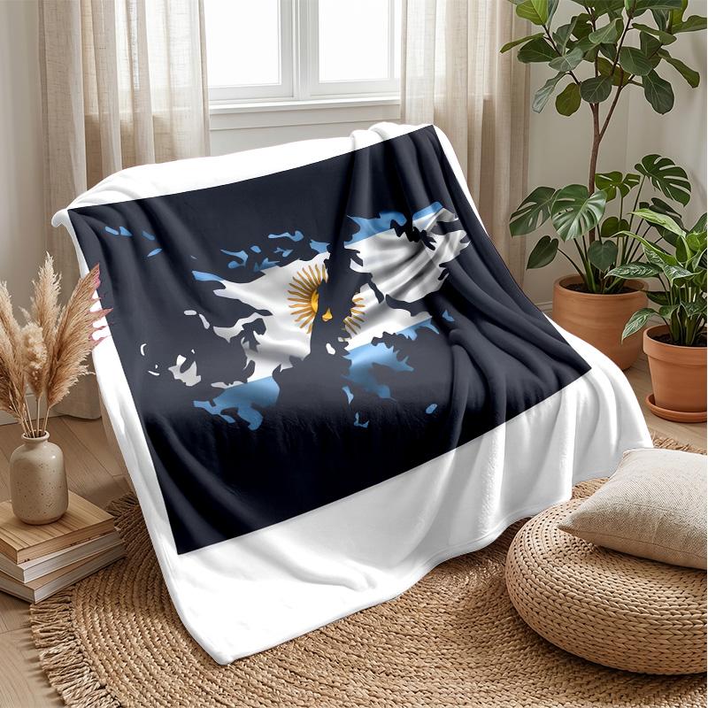 Argentinische Nationalmannschaft Thema Decke Weiche Flanelldecke Plüsch Überwurfdecke Gemütliche Sofa Bettdecke für Heimdeko