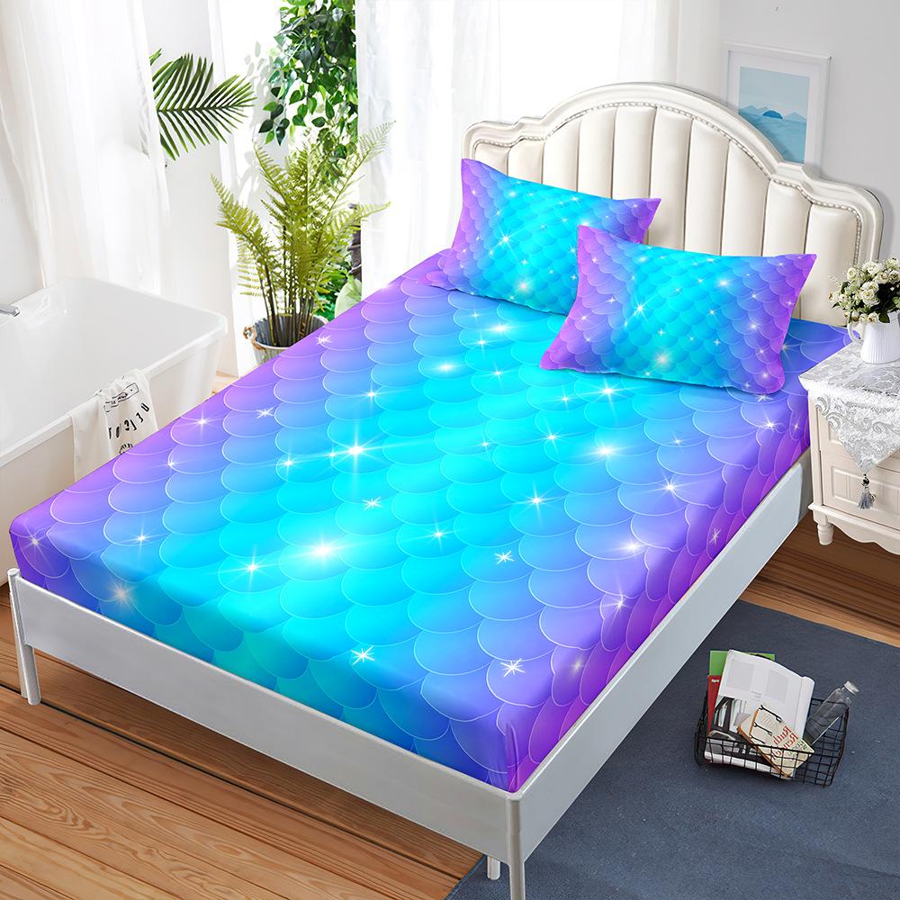 Mattress Three-Piece Cartoon Panda Gradual Change Bedspread Pillowcase Mattress Protective Cover