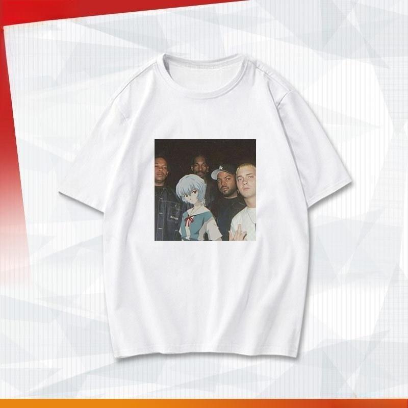 

EVA Новый век Евангельский Воин Сочлененный Рок Рэп Eminem Летняя Хлопковая Футболка с Коротким Рукавом Повседневная Спортивная Футболка для Мужчин и Женщин L