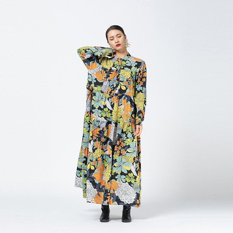 

XITAO винтажные макси-платья с цветочным принтом для женщин, с длинным рукавом, большие размеры, женское платье меньшинства, модный тренд, осень XJ5331 One Size зелёный