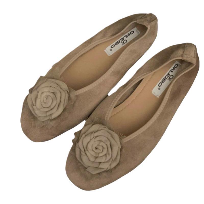 Camellia single shoes women's 2025 spring new versatile grandma shoes gentle wind flat lazy shoes Doudou shoes children
