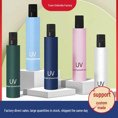 Custom Logo UV-Protected Automatic Folding Umbrella - Dual-Use for Sun and Rain, Black Glue Sunshade