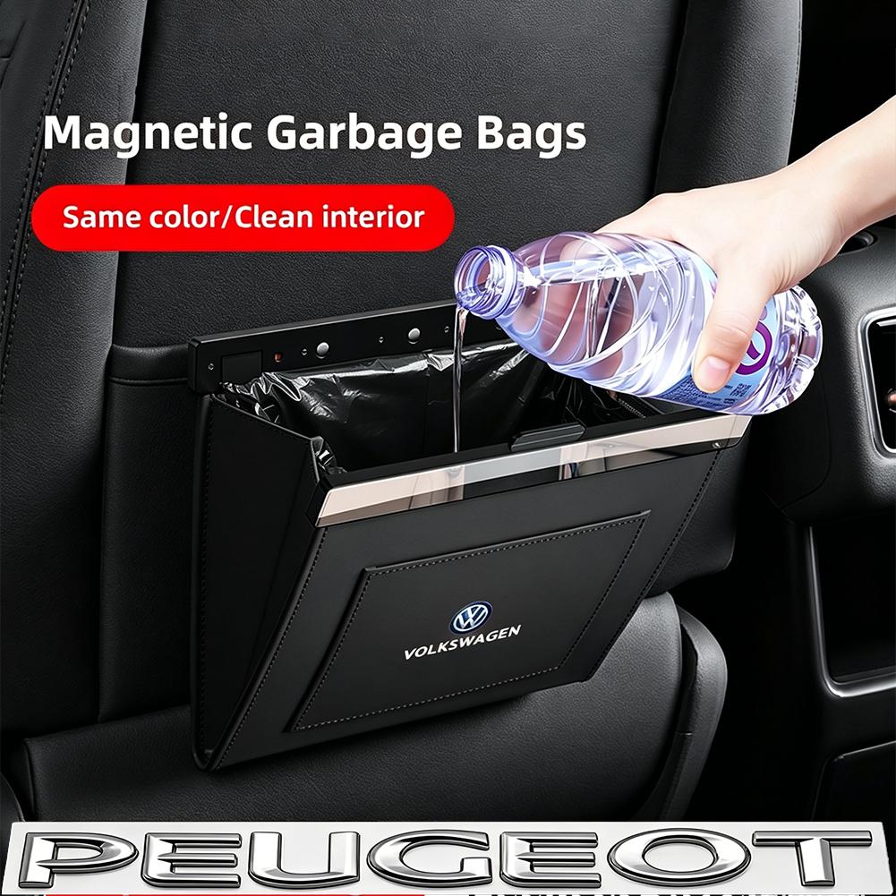 Car Collapsible Trash Bag Auto Backseat Garbage Accessories For VW Golf T‑Roc Tiguan Polo Passat T‑Cross Taigo ID.4 ID.7 Atlas