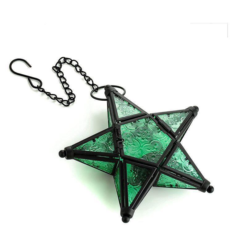Moroccan Star Hanging Candle Holder – Colorful Lantern for Home & Bar Decor