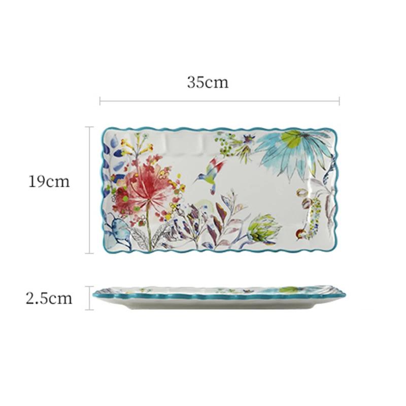 Vintage French Style Ceramic Plate Light Luxury High End Restaurant Salad Plates Home Afternoon Tea Dessert Fruit Flat Plate