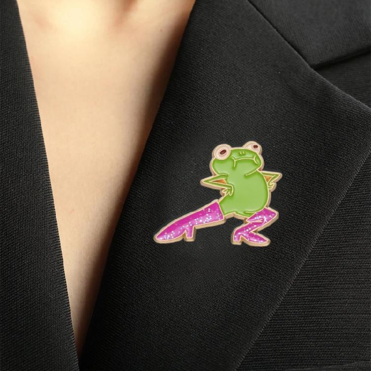 Pink Glitter Boots Frogs Pins Decorations Pink Glitter High Heel Frogs Brooch Pin Charm for Backpacks and Hats Decors