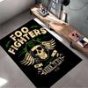 Rock Band Area Rug, Foo Fighters Learn to Fly Skull Helmet Wings Print, Music Studio Man Cave Decor, Non-Slip Carpet
