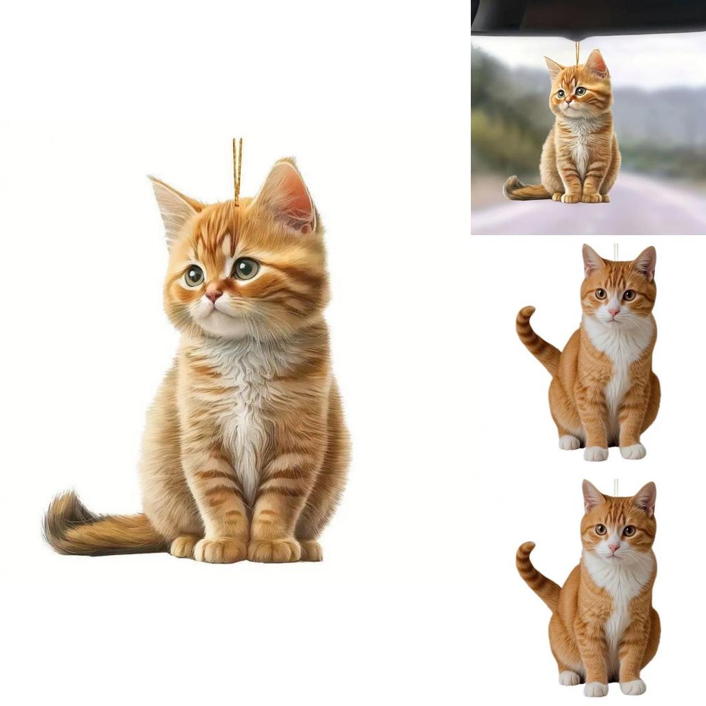 Niedlicher Oranger Katzenmuster Acryl Anhänger Für Roadtrip Zubehör