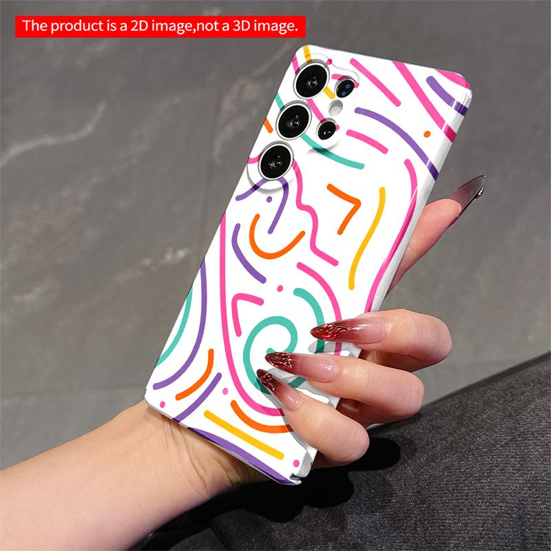 2DFlat Samsung Phone Case Vibrant Abstract Line Art Phone Case Applicable To Galaxy S22 S23 S24 S25ULTRA S26 A12 A13 A14 A15 A16