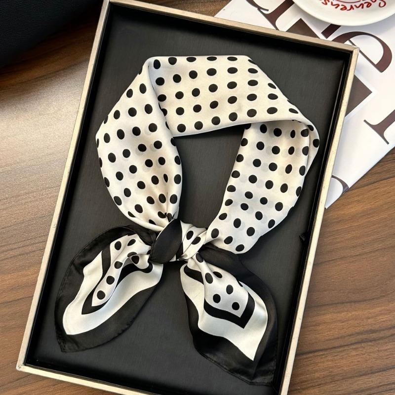 Polka Dot Silk Scarf Square Scarf High-end New Versatile Decorative Scarf Scarf Scarf Neck Cashew Flower Scarf Shawl Can Be Used As a Tube Top