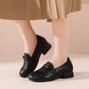 Women's Retro Low Heel Cowhide Shoes: Comfortable, Versatile, Non-Slip Soft Sole, Ideal for Commuting.