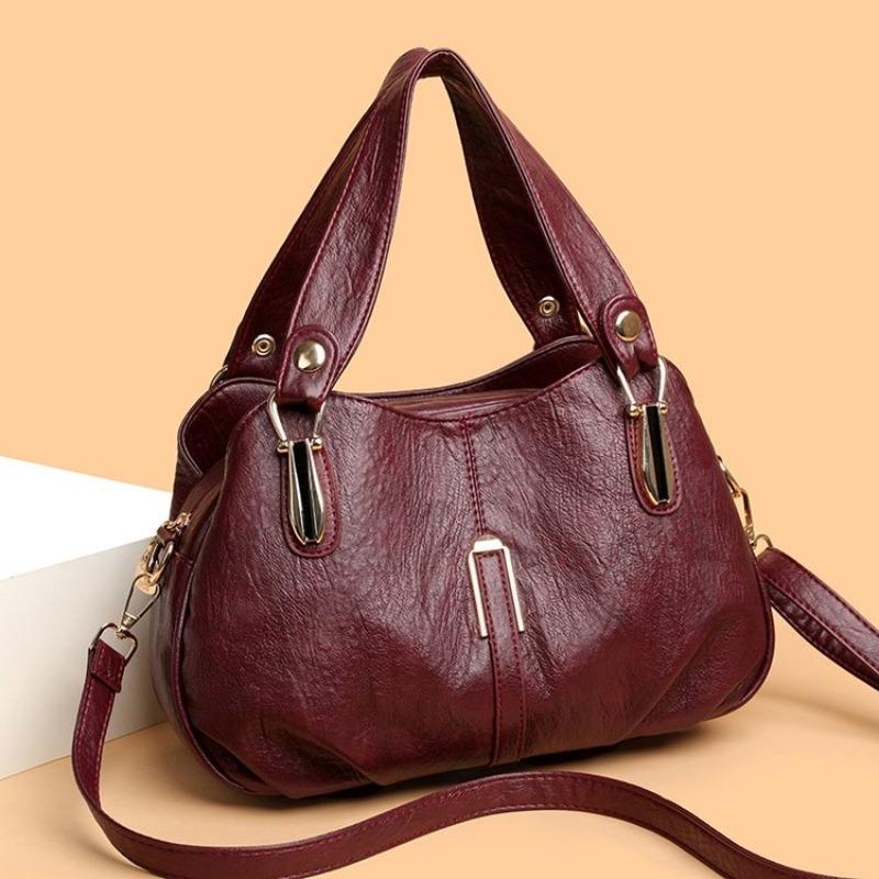 Women's Textured Leather Top-Handle Bag Stylish Crossbody Bag